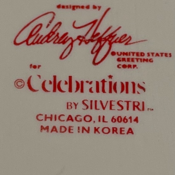 Christmas Holiday Dog Dish 7" Celebrations by Silvestri Bowl Audrey Heffner - Picture 5 of 6